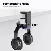 360 Degree Rotation Headset Bracket With Game Handle Organizer(White)