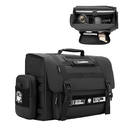 Cwatcun D115 Shoulder Crossbody Waterproof Leather Film DSLR Camera Bag, Color: Black Small - free shipping - PMC Jewellery - Order now!