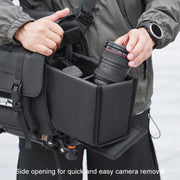 Cwatcun D115 Shoulder Crossbody Water-resistant Leather Film DSLR Camera Bag, Color: Black Small