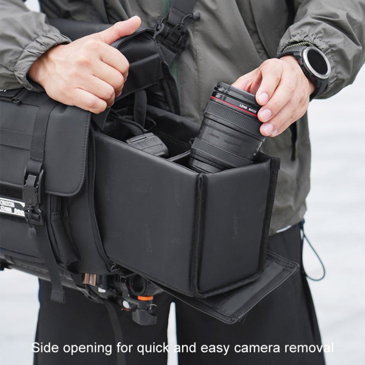 Cwatcun D115 Shoulder Crossbody Water-resistant Leather Film DSLR Camera Bag, Color: Black Small