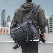 Cwatcun D115 Shoulder Crossbody Water-resistant Leather Film DSLR Camera Bag, Color: Black Large
