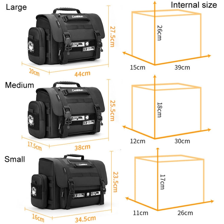 Cwatcun D115 Shoulder Crossbody Water-resistant Leather Film DSLR Camera Bag, Color: Black Medium
