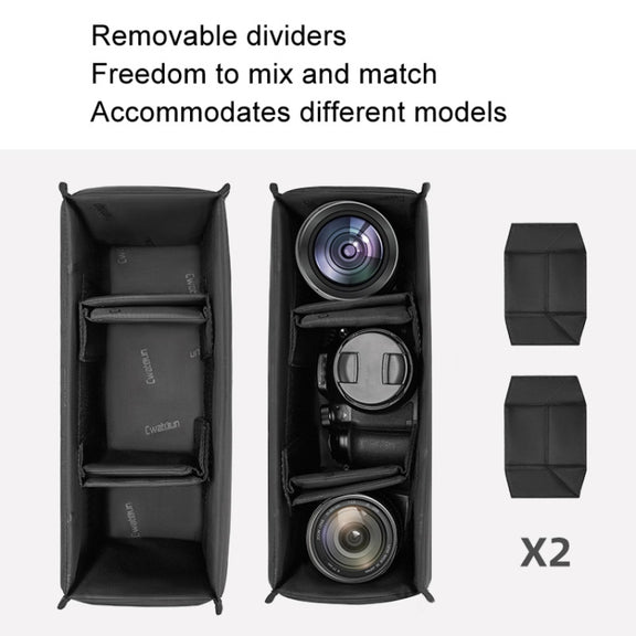 Cwatcun D115 Shoulder Crossbody Water-resistant Leather Film DSLR Camera Bag, Color: Black Large