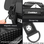 Cwatcun D115 Shoulder Crossbody Water-resistant Leather Film DSLR Camera Bag, Color: Black Large