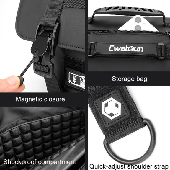 Cwatcun D115 Shoulder Crossbody Water-resistant Leather Film DSLR Camera Bag, Color: Black Medium