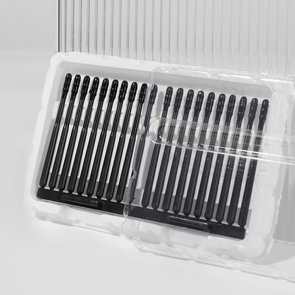 20pcs /box Spiral Sticky Ear Cleaning Cotton Swab Disposable Ear Cleaning Spoon(Black)