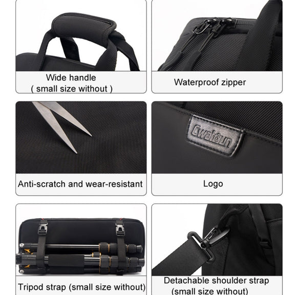 Cwatcun D109 Portable Casual Water-resistant Multi-Function Camera Storage Photography Bag, Color: Small Black