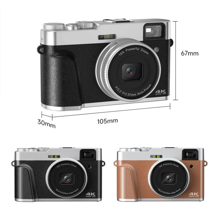 DC202L 2.8-Inch 4K HD 16X Zoom Photography Digital Camera Home SLR Camera, Color: Brown US Plug