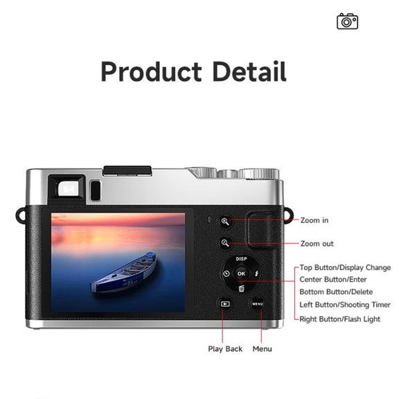DC202L 2.8-Inch 4K HD 16X Zoom Photography Digital Camera Home SLR Camera, Color: Brown US Plug