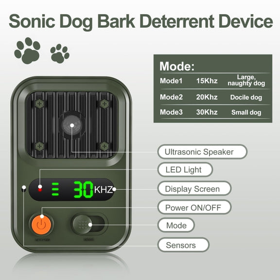 UltrasonicAnti Barking Devices Color Screen Auto Dog Bark Deterrent Devices with 3 Levels(Black)