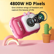 2.4 Inch IPS Screen 48MP Dual Lens Kids Digital Camera Mini Video Camera Without TF Card Pink Bunny