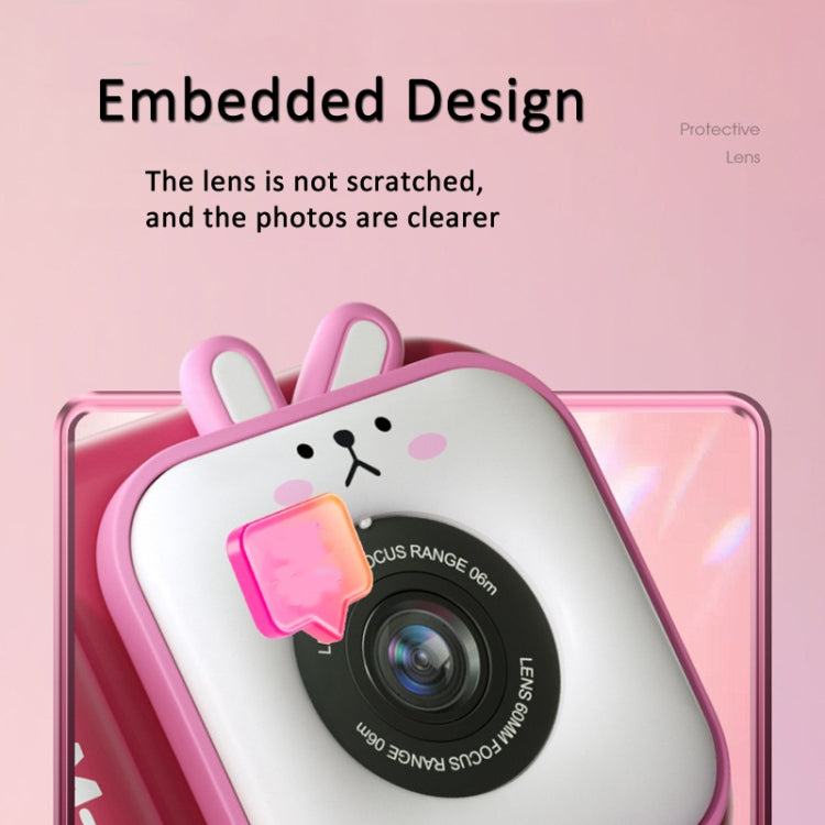 2.4 Inch IPS Screen 48MP Dual Lens Kids Digital Camera Mini Video Camera With 64G TF Card Pink Bunny