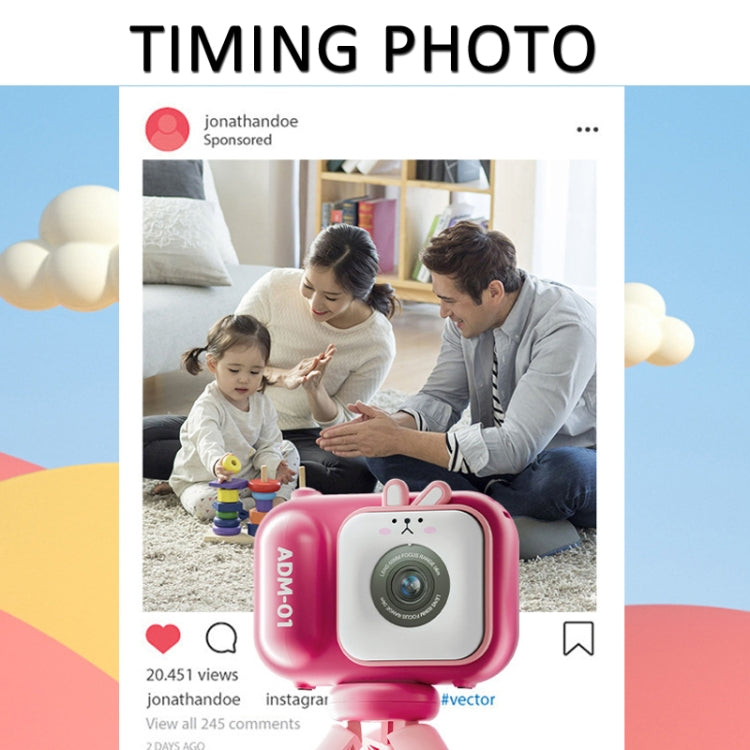 2.4 Inch IPS Screen 48MP Dual Lens Kids Digital Camera Mini Video Camera With 32G TF Card Pink Bunny - Children Cameras by PMC TechLife | Online Shopping South Africa | PMC TechLife | Buy Now Pay Later Mobicred