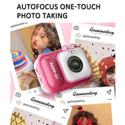 2.4 Inch IPS Screen 48MP Dual Lens Kids Digital Camera Mini Video Camera With 64G TF Card Blue Fox