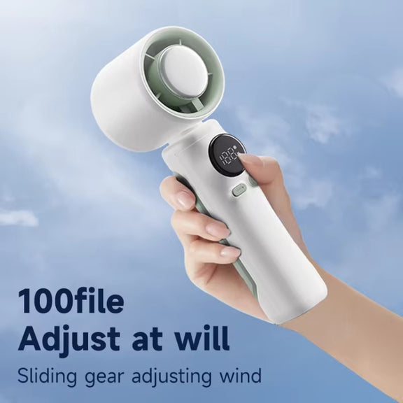 Turbo Handheld Small Fan Outdoor 100-speed Cooling Fan Built-in 4000 mAh Battery(White)