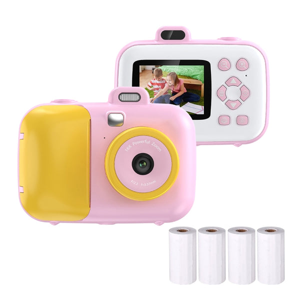 2.4-Inch Smart Digital Kids Thermal Printing Camera With Printing Paper, Color: 503AF Pink Focus