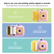2.4-Inch Smart Digital Kids Thermal Printing Camera With Printing Paper, Color: 503AF Pink Focus