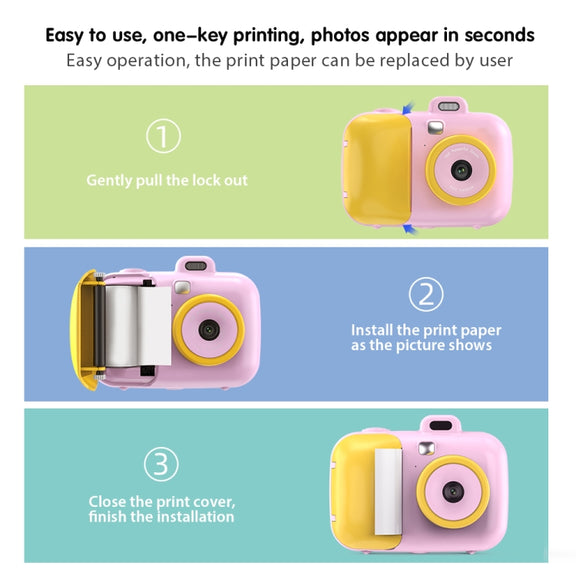 2.4-Inch Smart Digital Kids Thermal Printing Camera With Printing Paper, Color: 503J Blue Fixed Focus