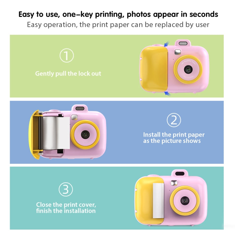 2.4-Inch Smart Digital Kids Thermal Printing Camera With Printing Paper, Color: 503AF Pink Focus