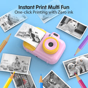 2.4-Inch Smart Digital Kids Thermal Printing Camera With Printing Paper, Color: 503J Pink Fixed Focus