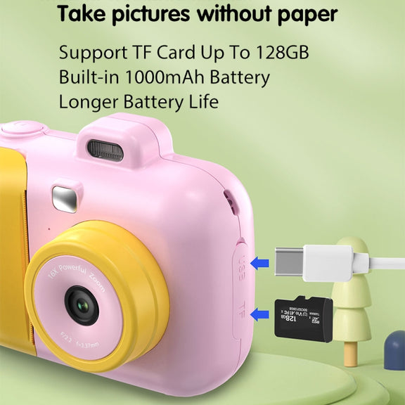 2.4-Inch Smart Digital Kids Thermal Printing Camera With Printing Paper, Color: 503J Pink Fixed Focus