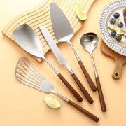 304 Stainless Steel Walnut Handle Cooking Tools Home Restaurant Kitchen Gadgets, Style: Cake Knife