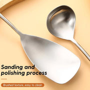 304 Stainless Steel Walnut Handle Cooking Tools Home Restaurant Kitchen Gadgets, Style: Rice Spoon
