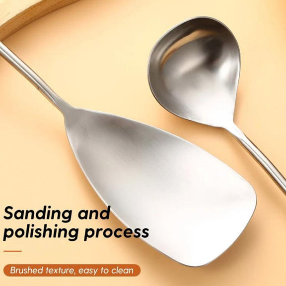 304 Stainless Steel Walnut Handle Cooking Tools Home Restaurant Kitchen Gadgets, Style: Rice Spoon