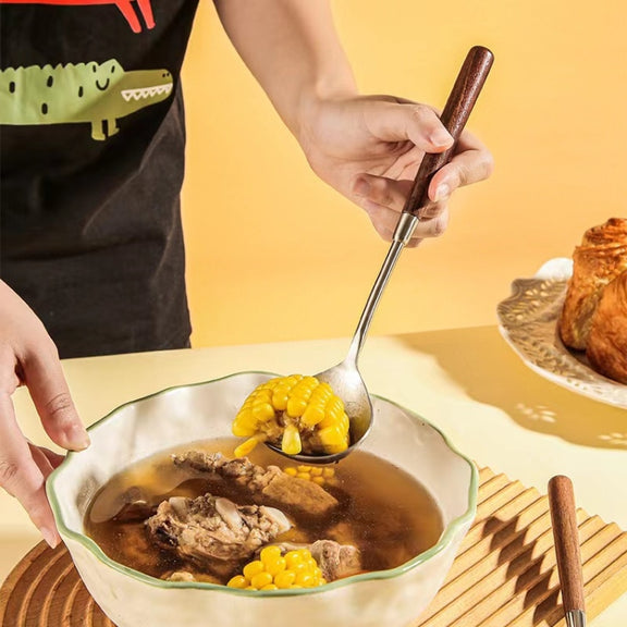 304 Stainless Steel Walnut Handle Cooking Tools Home Restaurant Kitchen Gadgets, Style: Frying Spatula