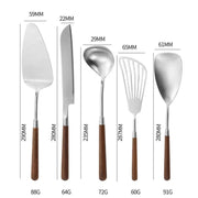 304 Stainless Steel Walnut Handle Cooking Tools Home Restaurant Kitchen Gadgets, Style: Cake Knife