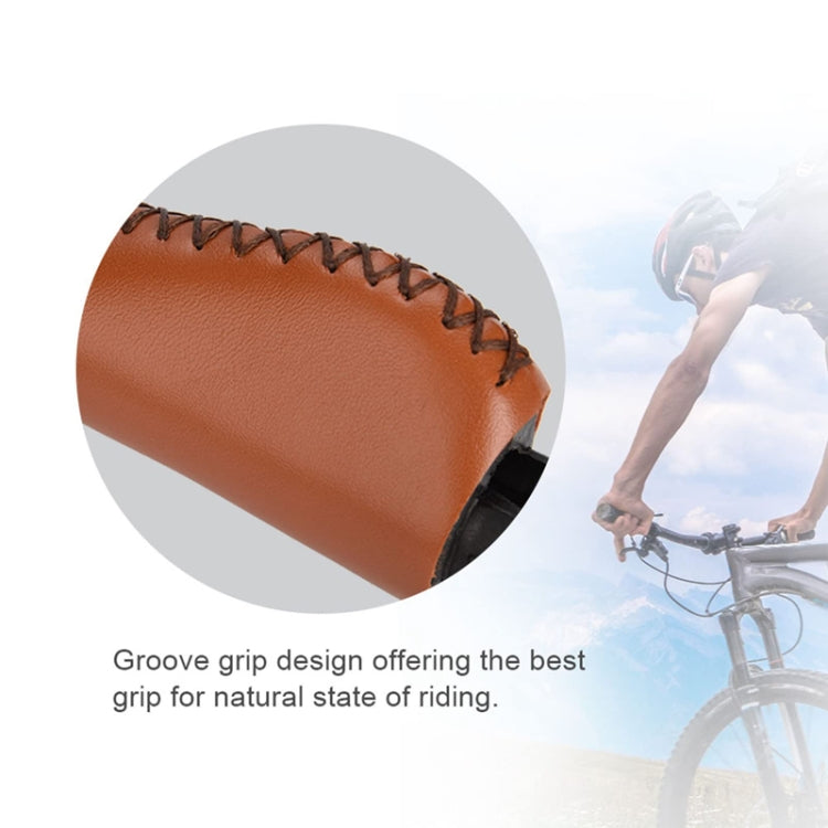 1pair Bicycle Non-Slip Leather Handlebar Grips Mountain Bike Vintage Handlebar Protector(Brown) - Bicycle Grips by PMC TechLife | Online Shopping South Africa | PMC TechLife | Buy Now Pay Later Mobicred