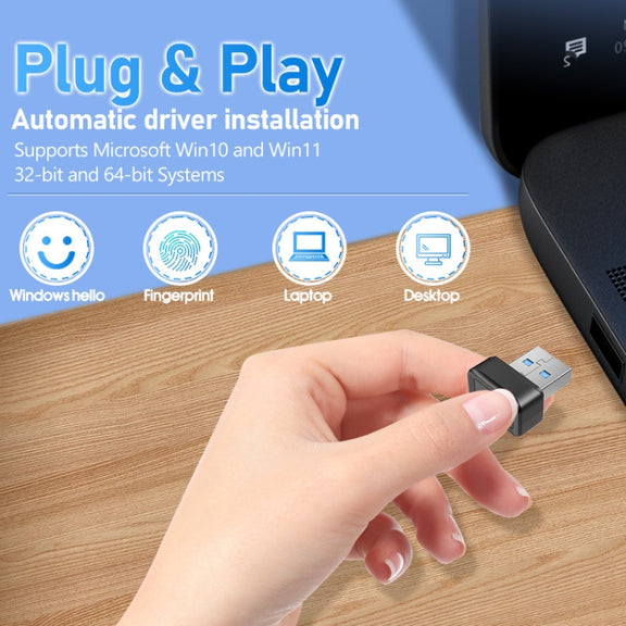 Windows Hello Fingerprint Reader Security Key for Windows 10 / 11(Silver)