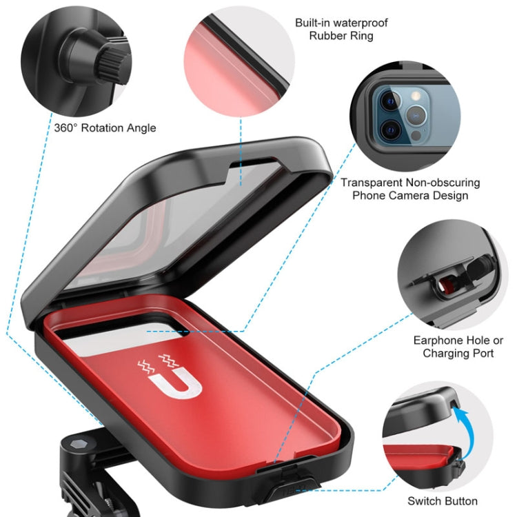 Water-resistant Motorcycle Bicycle Cell Phone Holder 360 Rotating Riding Navigation Holder, Model: Handlebar