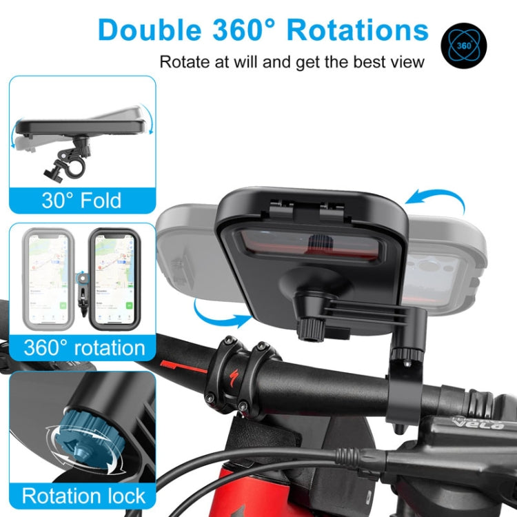 Water-resistant Motorcycle Bicycle Cell Phone Holder 360 Rotating Riding Navigation Holder, Model: Handlebar