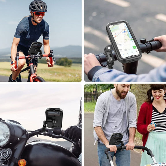 Water-resistant Motorcycle Bicycle Cell Phone Holder 360 Rotating Riding Navigation Holder, Model: Handlebar