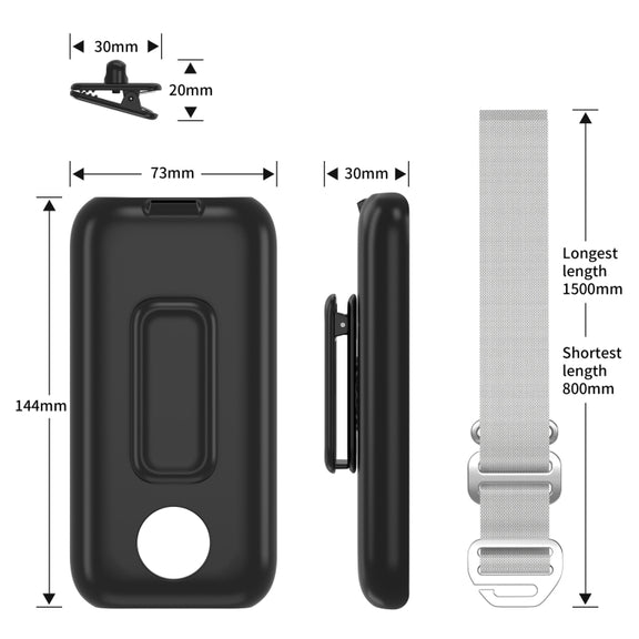 For Apple Vision Pro Battery PC Case Holder With Belt Clip And Shoulder Strap VR Headset Accessory(Black)