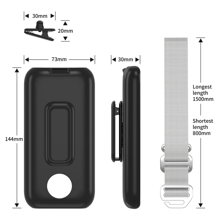 For Apple Vision Pro Battery PC Case Holder With Belt Clip And Shoulder Strap VR Headset Accessory(Black)