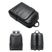 Bopai 61-121671A Top-Layer Cowhide Large-Capacity Casual Business Laptop Backpack(Black)