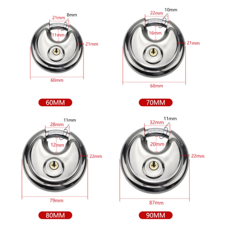 70mm Household Anti-Theft Rust-Proof And Waterproof Pure Copper Core Round Padlock - Padlocks by PMC Jewellery | Online Shopping South Africa | PMC Jewellery | Buy Now Pay Later Mobicred