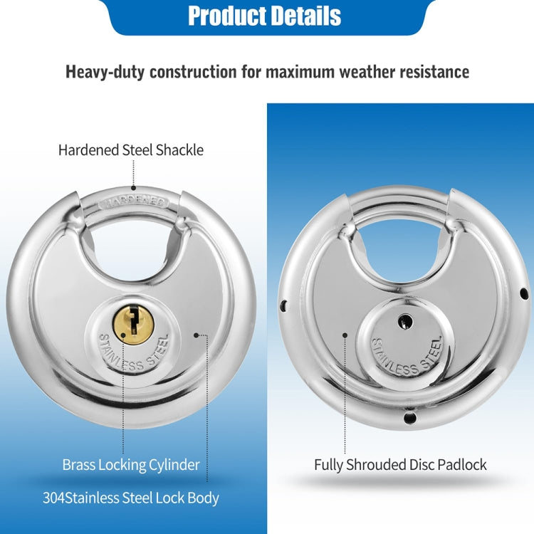 90mm Household Anti-Theft Rust-Proof And Waterproof Pure Copper Core Round Padlock - Padlocks by PMC Jewellery | Online Shopping South Africa | PMC Jewellery | Buy Now Pay Later Mobicred