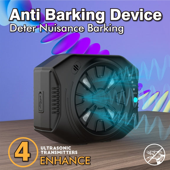 Ultrasonic Anti Dog Bark Device 3 Adjustable Levels Water-resistant Bark Silencer(Black)