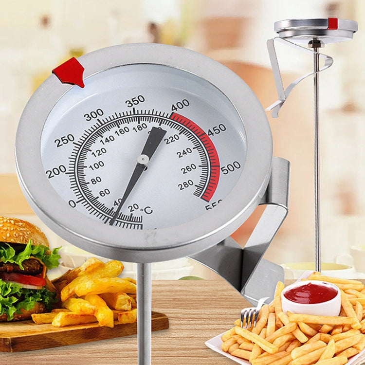 20cm Long Stem Stainless Steel Thermometer with Pot Clip for Frying, Cooking, Turkey, Food, Milk
