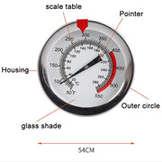 30cm Long Stem Stainless Steel Thermometer with Pot Clip for Frying, Cooking, Turkey, Food, Milk