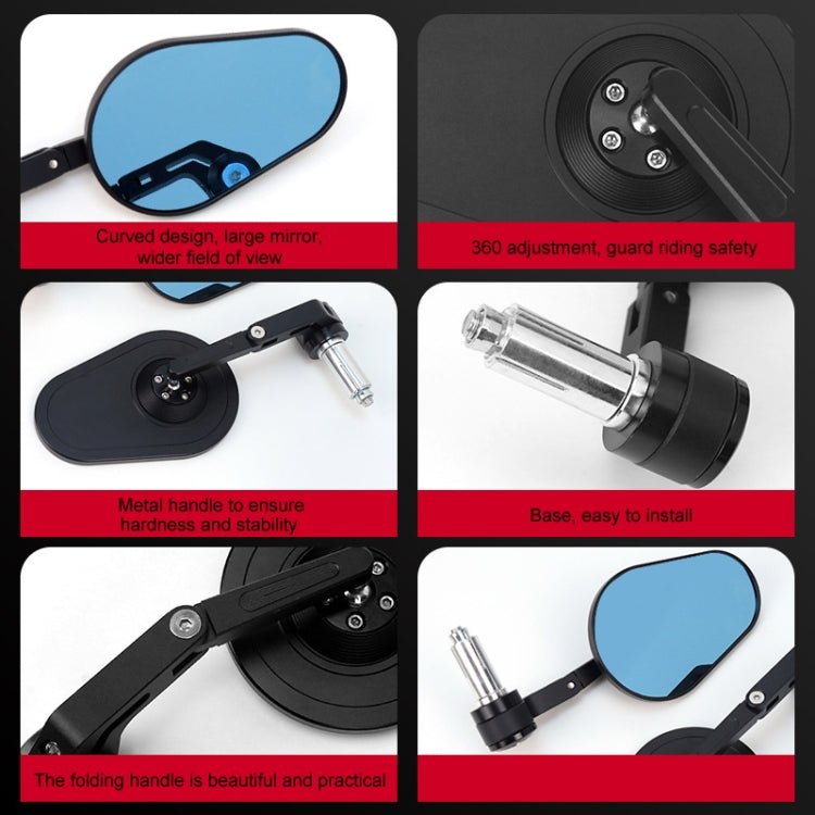 Motorcycle Aluminum Alloy Foldable Rearview Mirror(Black) - Side Mirrors by PMC TechLife | Online Shopping South Africa | PMC TechLife | Buy Now Pay Later Mobicred