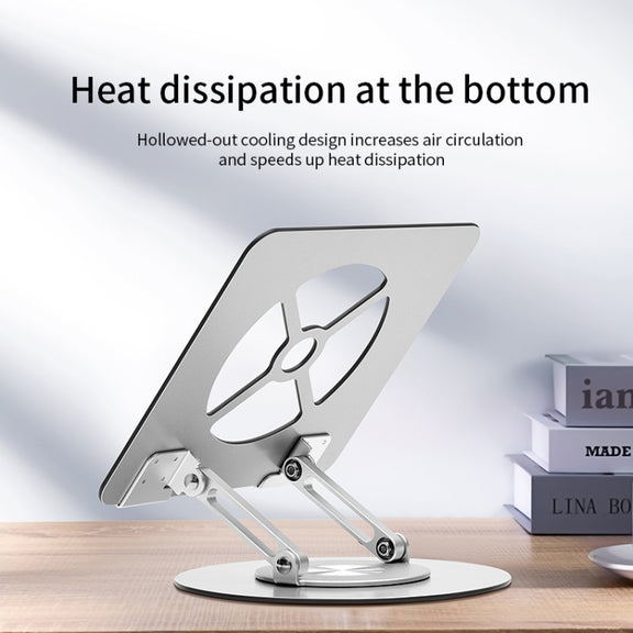 Aluminum Alloy Laptop Stand Notebook Riser with 360 Degree Rotating Base,(Silver)
