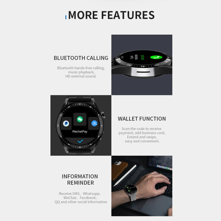 HW28 1.39-inch IP67 Water-resistant Wellness Tracking Bluetooth Call Smart Watch with NFC Payment(Black)