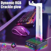 Z3 Cracked With 3USB Expansion Port Headphone Stand RGB Ambient Light Headphone Display Holder(Black)