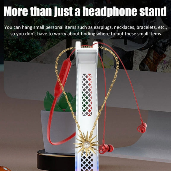 Z3 Cracked With 3USB Expansion Port Headphone Stand RGB Ambient Light Headphone Display Holder(Black)