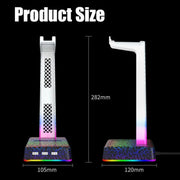 Z3 Cracked With 3USB Expansion Port Headphone Stand RGB Ambient Light Headphone Display Holder(White)