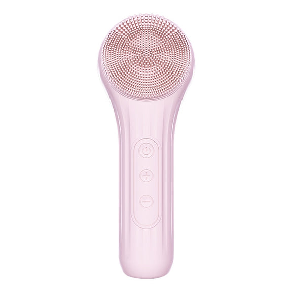 Sonic Water-resistant Facial Cleansing Brush Rechargeable Hot Compress Face Scrubber Cleanser(Pink)